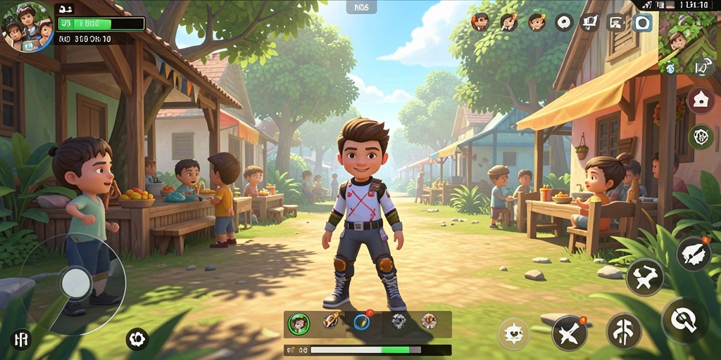 Tampilan gameplay N06 yang menampilkan kehidupan sehari-hari yang interaktif.