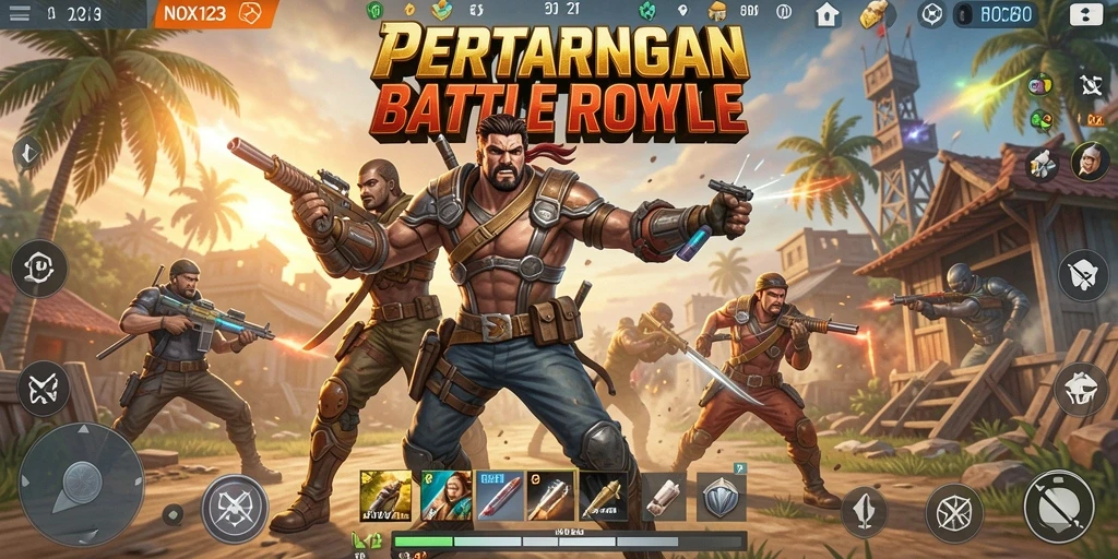 Gameplay seru dalam pertandingan Battle Royale yang mendebarkan.