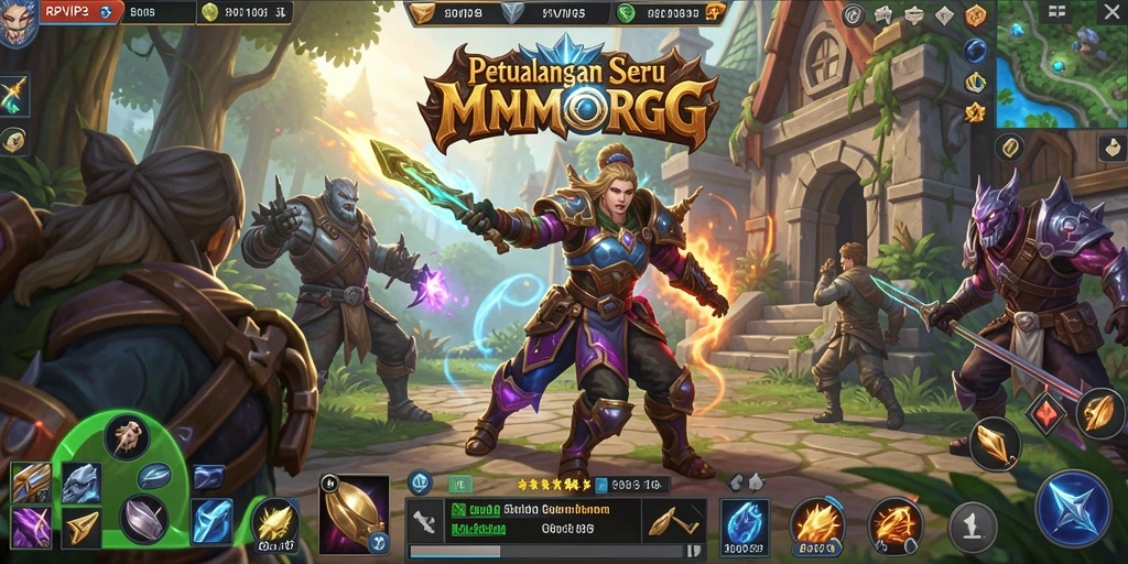 Tangkapan layar utama RPVIP3 menampilkan aksi seru dalam pertempuran MMORPG.